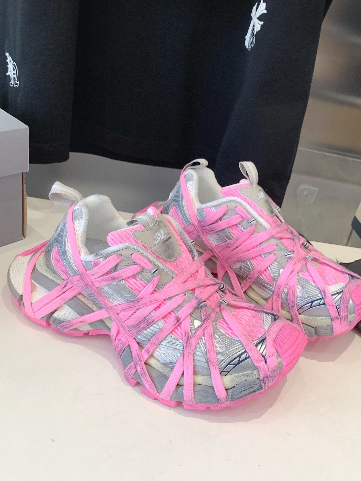 Balanciaga 3XL EXTREME LACE SNEAKER SILVER AND PINK