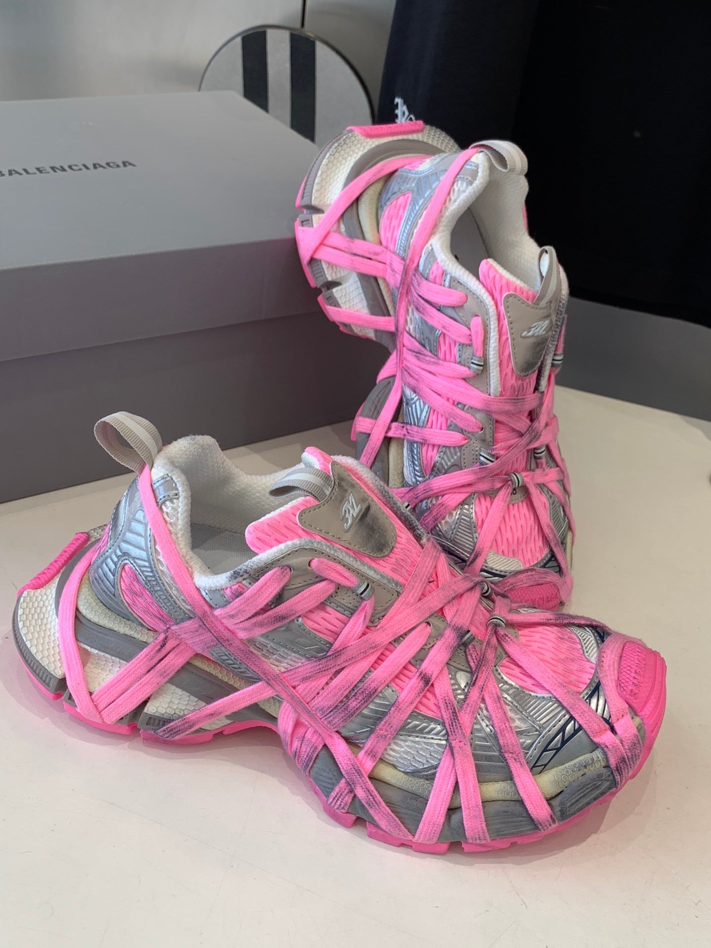 Balanciaga 3XL EXTREME LACE SNEAKER SILVER AND PINK