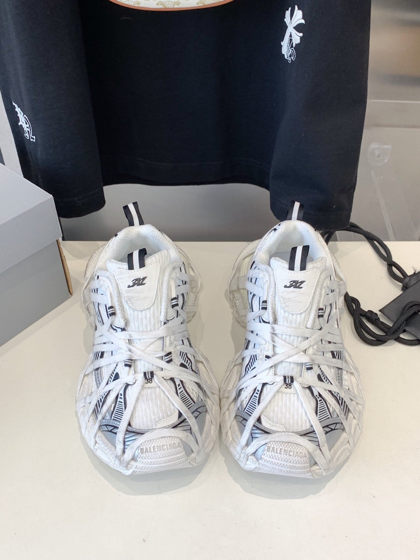Balanciaga 3XL EXTREME LACE SNEAKER WHITE AND SILVER