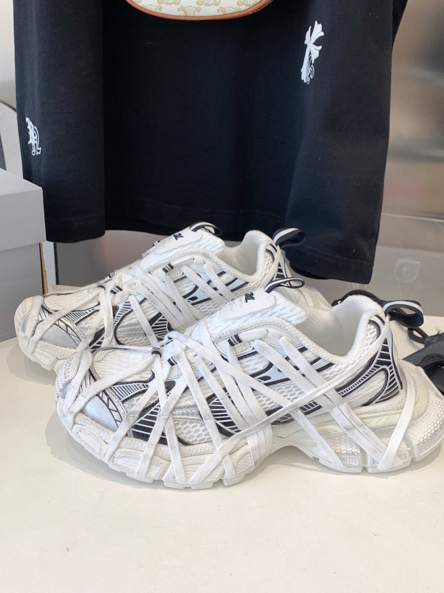 Balanciaga 3XL EXTREME LACE SNEAKER WHITE AND SILVER