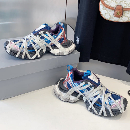 Balanciaga 3XL EXTREME LACE SNEAKER BLUE MIX PINK SILVER AND RED