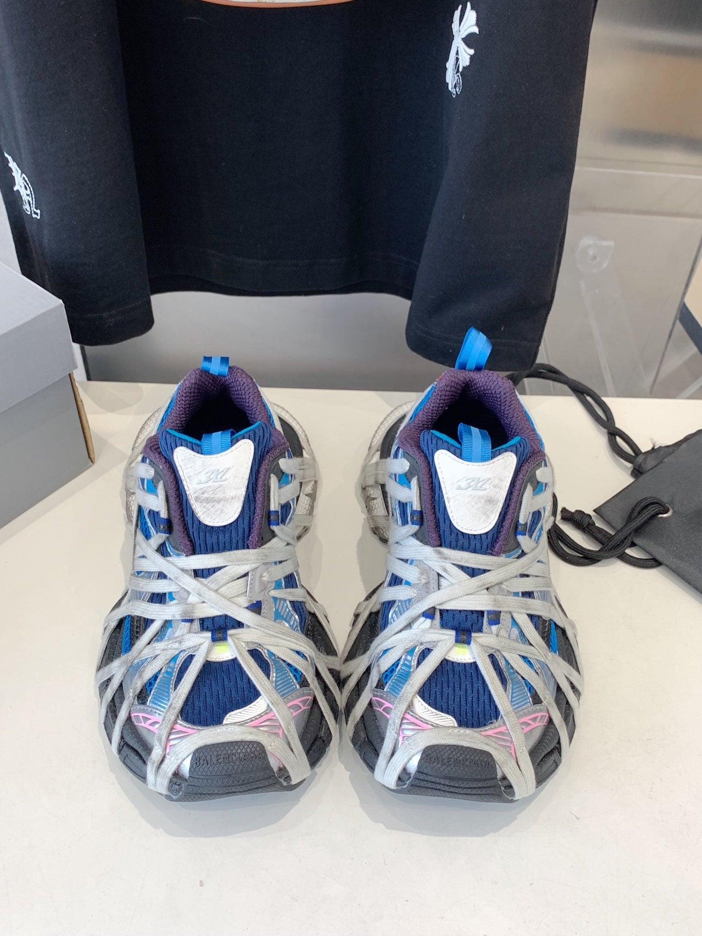 Balanciaga 3XL EXTREME LACE SNEAKER BLUE MIX PINK SILVER AND RED