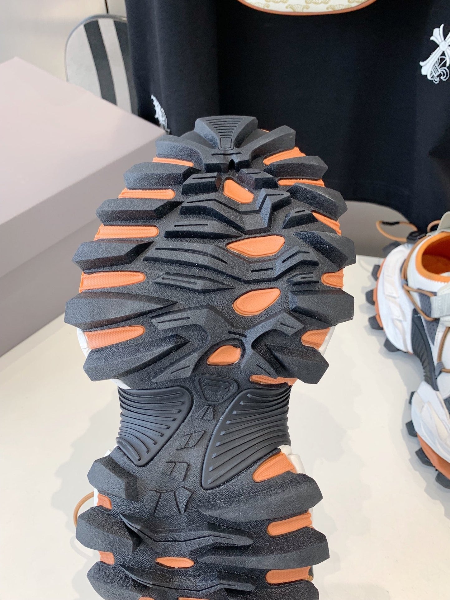 Balanciaga HIKE SNEAKER IN BEIGE AND ORANGE MESH, POLYURETHANE AND POLYESTER