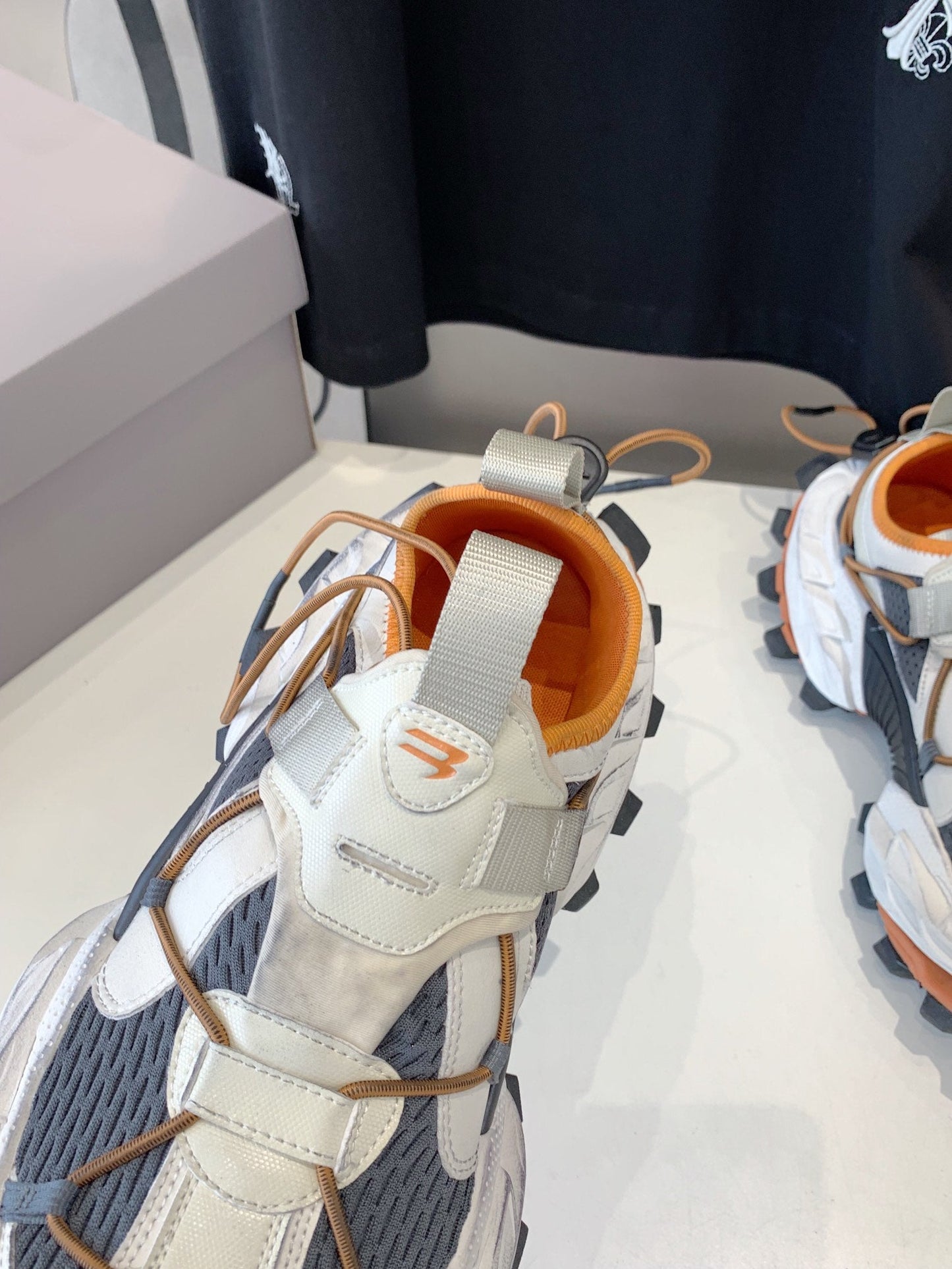 Balanciaga HIKE SNEAKER IN BEIGE AND ORANGE MESH, POLYURETHANE AND POLYESTER