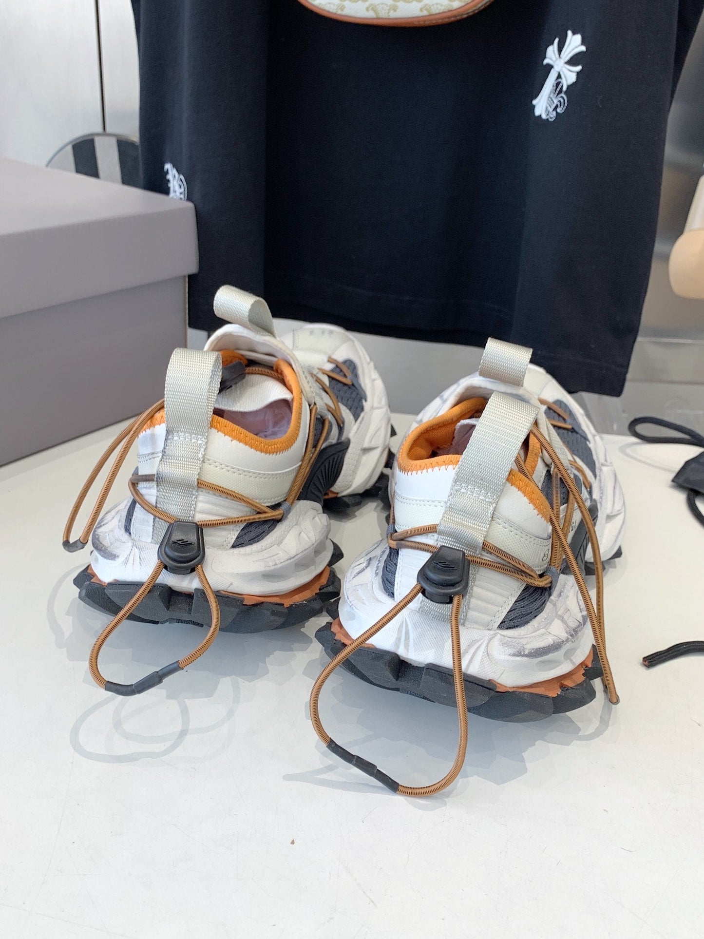Balanciaga HIKE SNEAKER IN BEIGE AND ORANGE MESH, POLYURETHANE AND POLYESTER