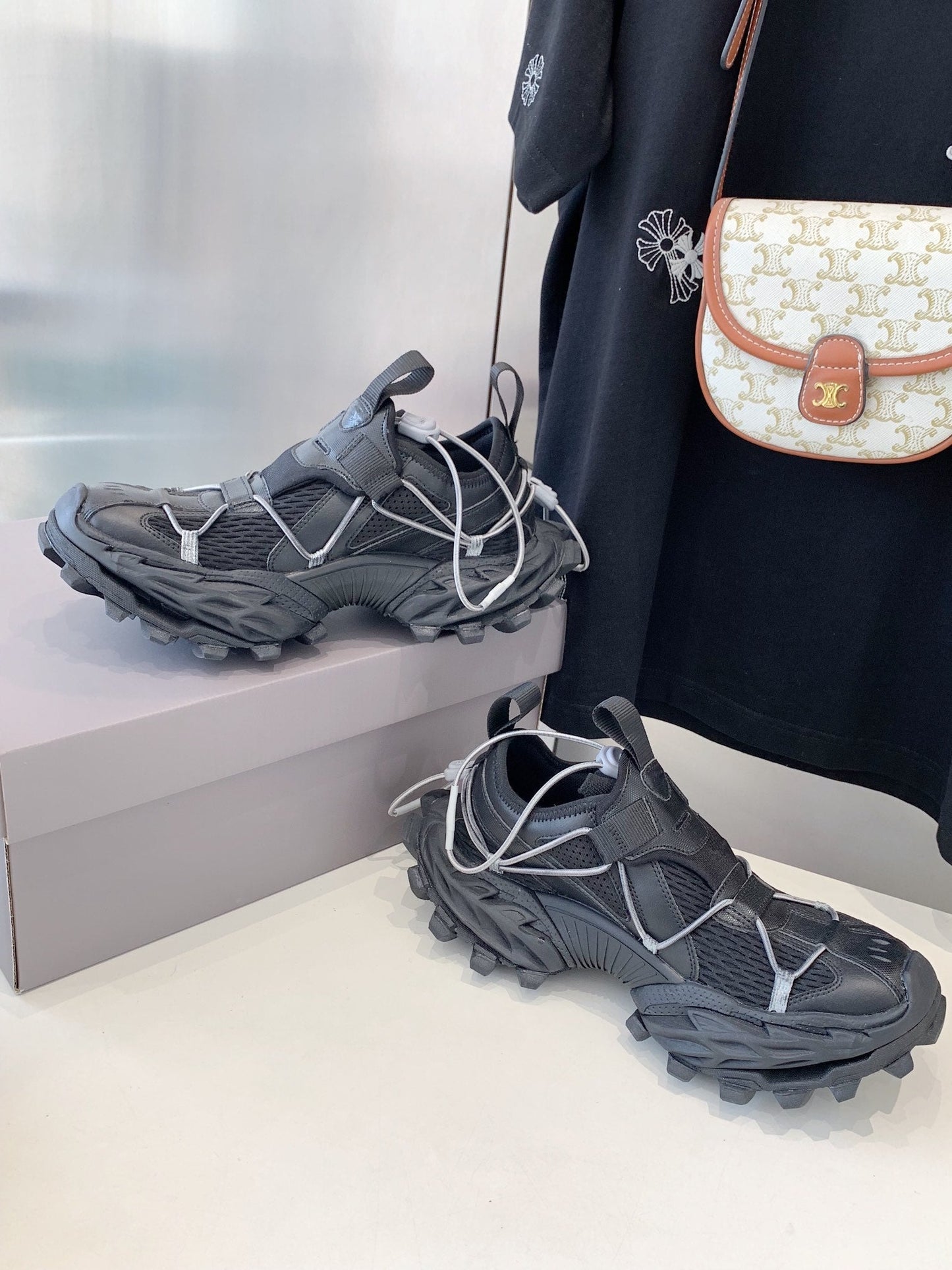 Balanciaga HIKE SNEAKER IN BLACK MESH, POLYURETHANE AND POLYESTER