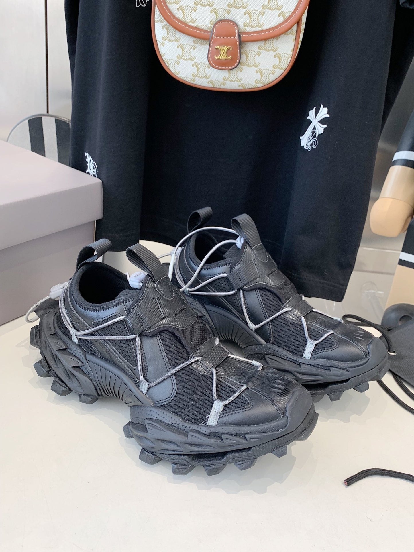 Balanciaga HIKE SNEAKER IN BLACK MESH, POLYURETHANE AND POLYESTER