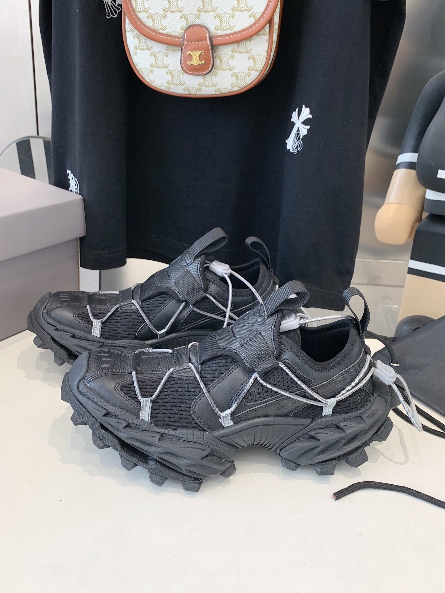Balanciaga HIKE SNEAKER IN BLACK MESH, POLYURETHANE AND POLYESTER