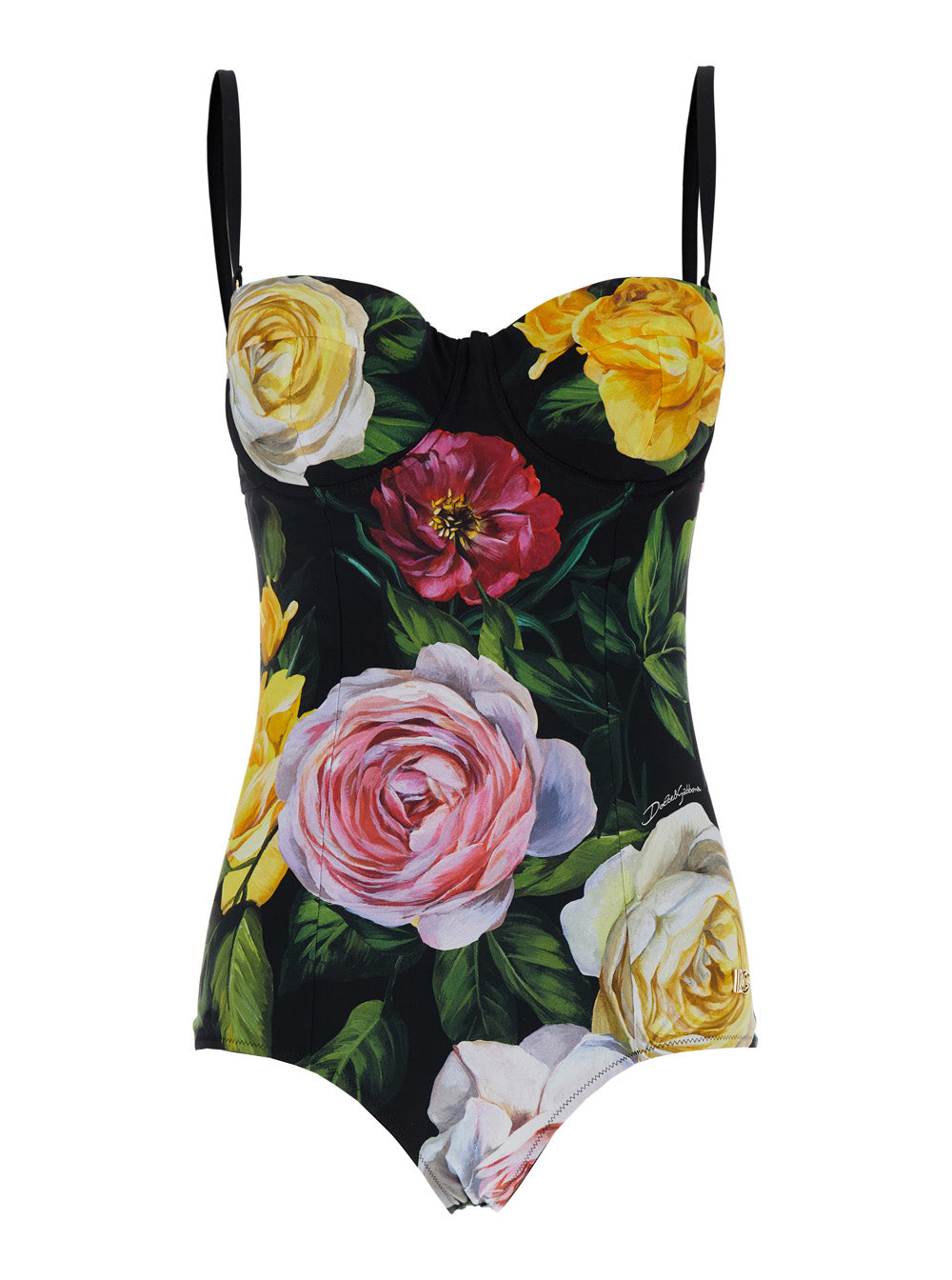 Dolce & Gabbana Women Multicolor One-Piece Swimsuit With Buckle With Logo On The Rear And All-Over Floral Print In Tech Fabric Stretch Woman