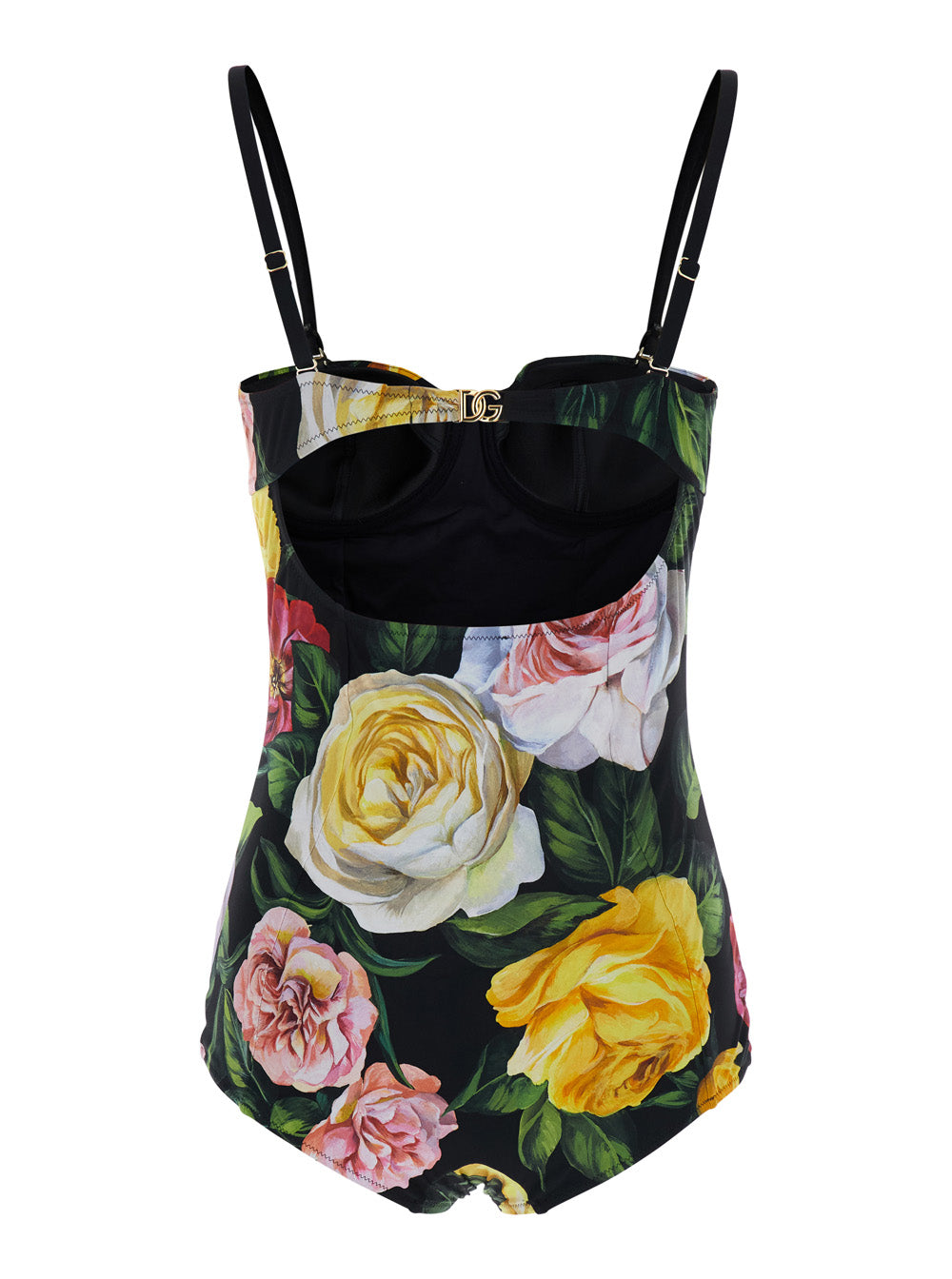 Dolce & Gabbana Women Multicolor One-Piece Swimsuit With Buckle With Logo On The Rear And All-Over Floral Print In Tech Fabric Stretch Woman