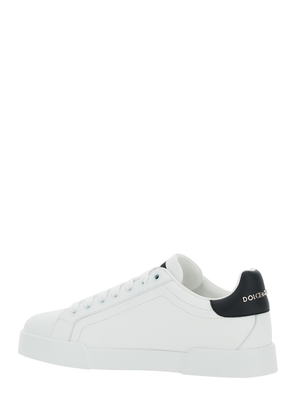 Dolce & Gabbana Women 'Portofino Light' White Sneakers With Embroidered Logo On The Side And Logo Patch On The Tongue In Leather Woman