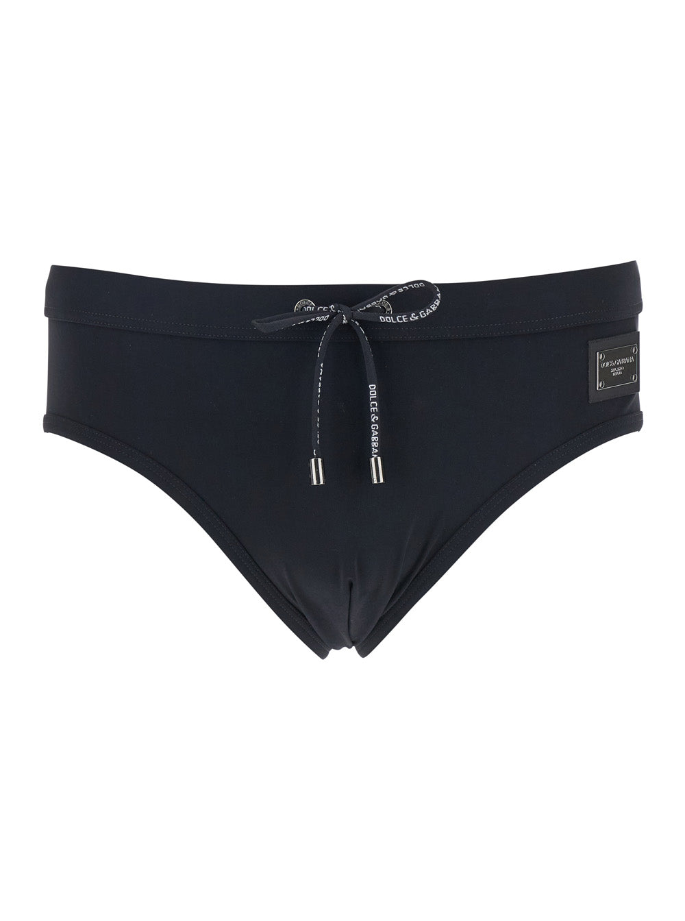 Dolce & Gabbana Men Black Swimwear With Logo Drawstring And Logo Tag In Tech Fabric Man