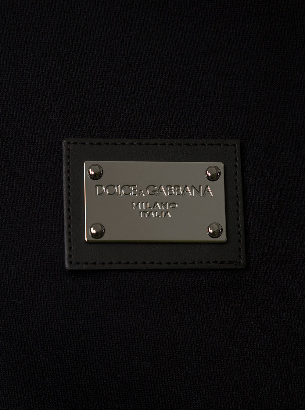 Dolce & Gabbana Men Black T-Shirt With Logo Tag Detail On The Front In Cotton Man