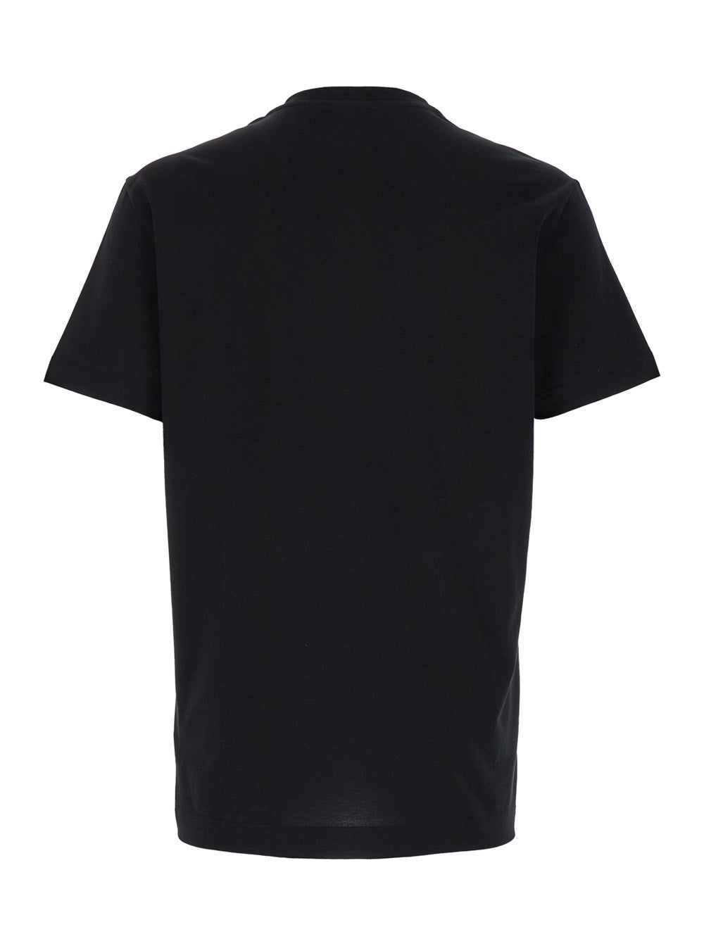 Dolce & Gabbana Men Black Crewneck T-Shirt With Signature Logo In Cotton Man