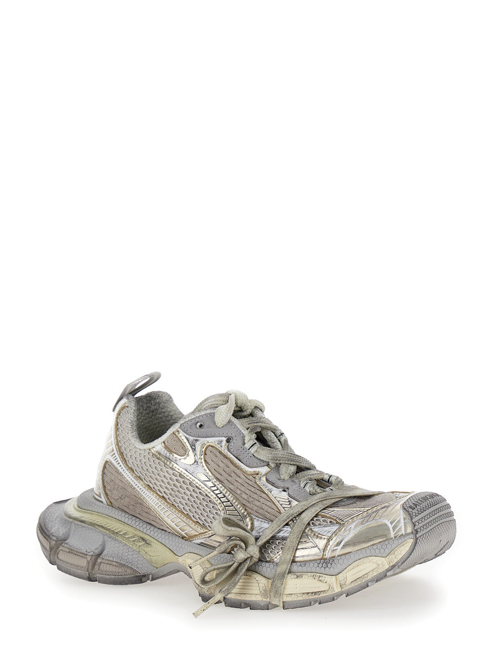 Balenciaga Women '3Xl' Metallic Low Top Sneakers With Logo Detail In Tech Fabric Woman