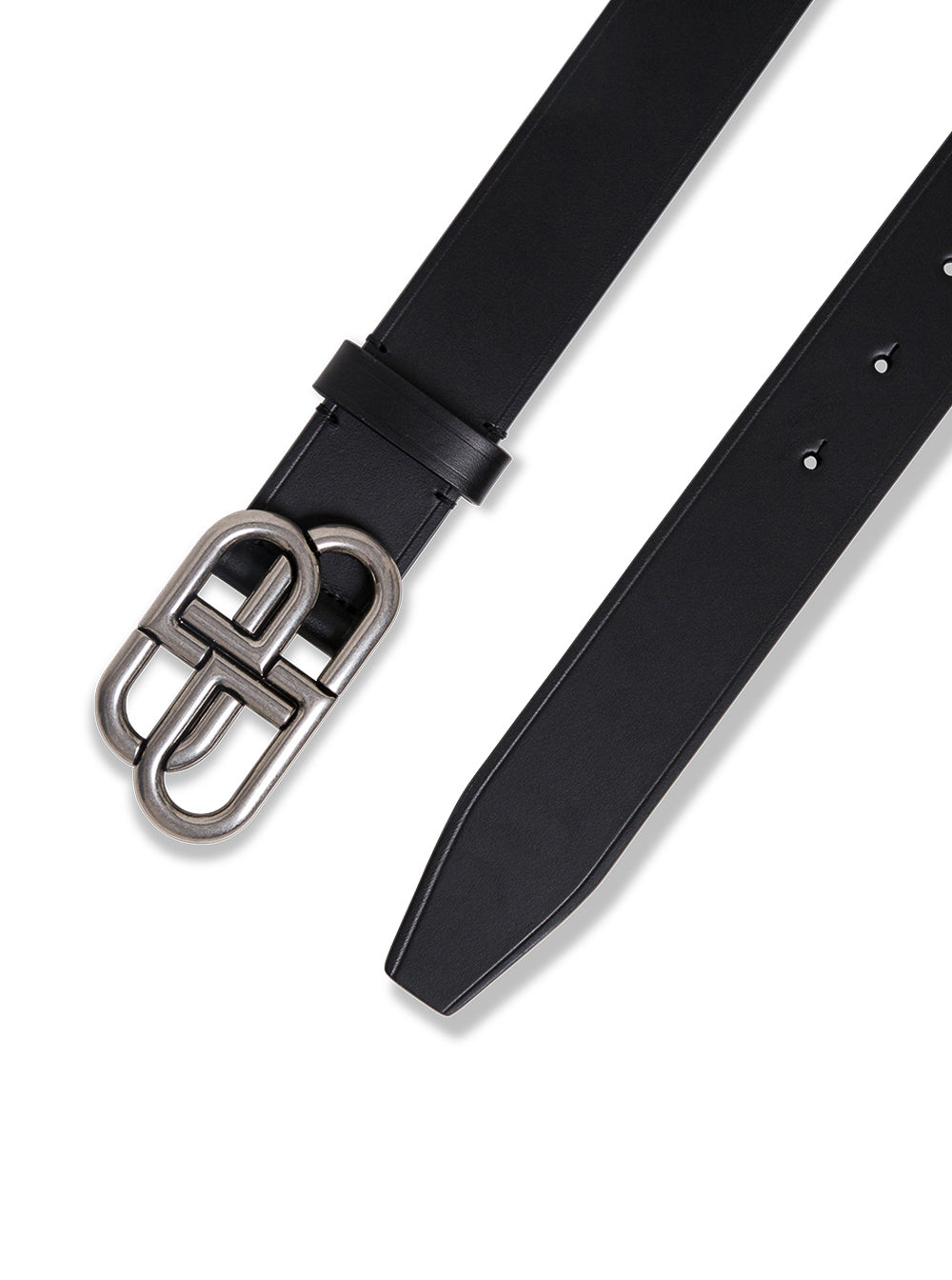 Balenciaga Men Black Leather Belt With Bb Buckle Balenciaga Man