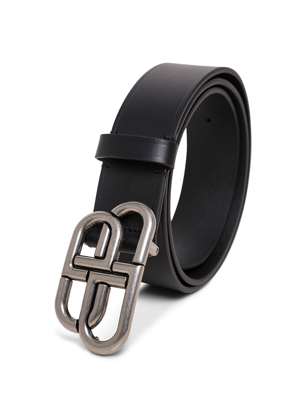 Balenciaga Men Black Leather Belt With Bb Buckle Balenciaga Man