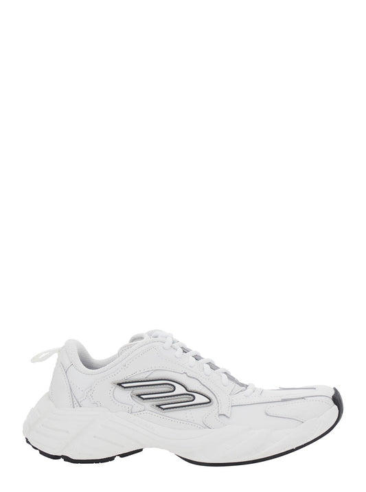 Balenciaga Women 'Monday' White Low Top Sneakers With Logo Detail On The Side And Size Patch On The Heel In Leather Woman