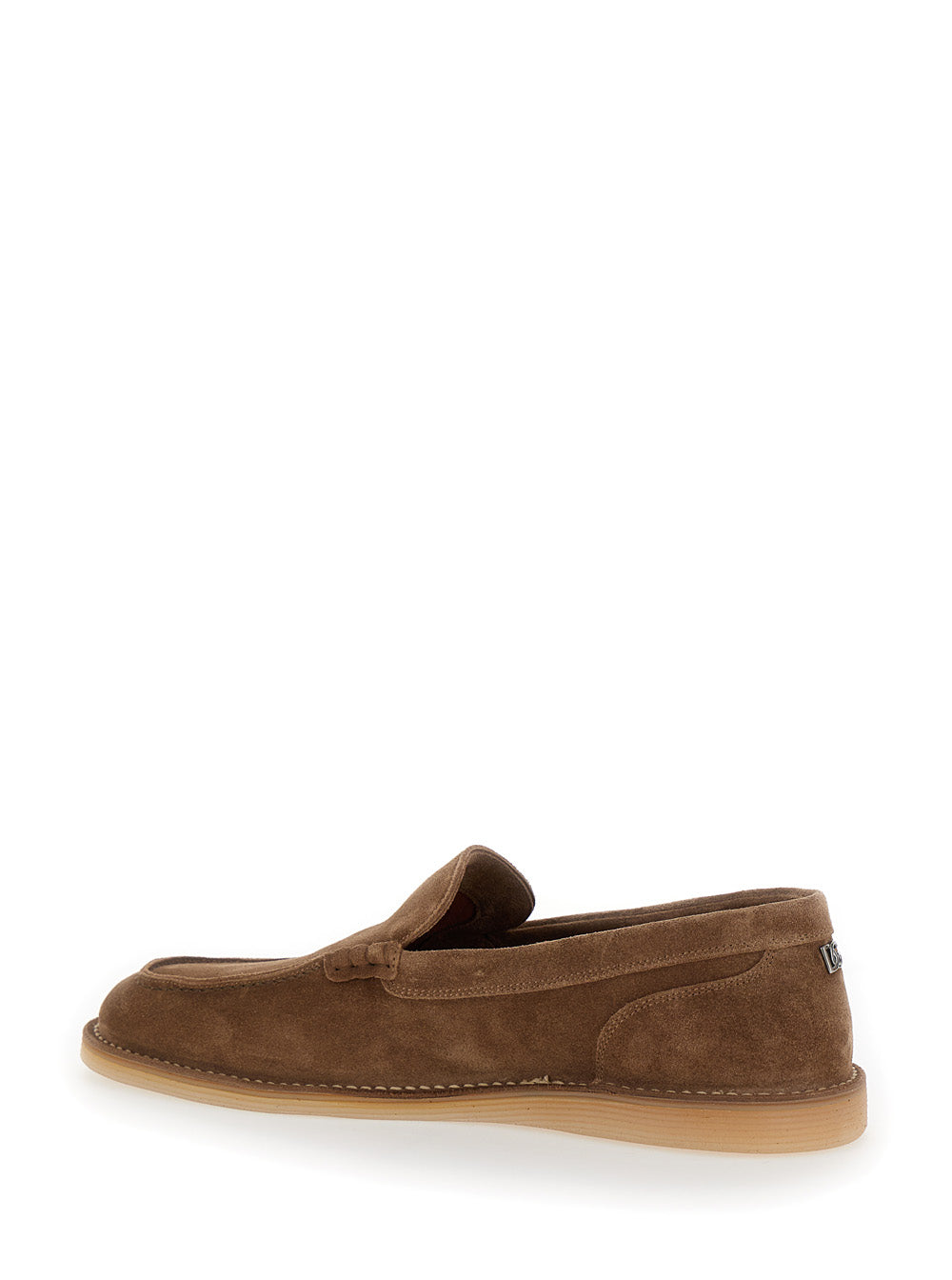 Dolce & Gabbana Men 'New Florio Ideal' Brown Loafers With Dg Detail In Suede Man