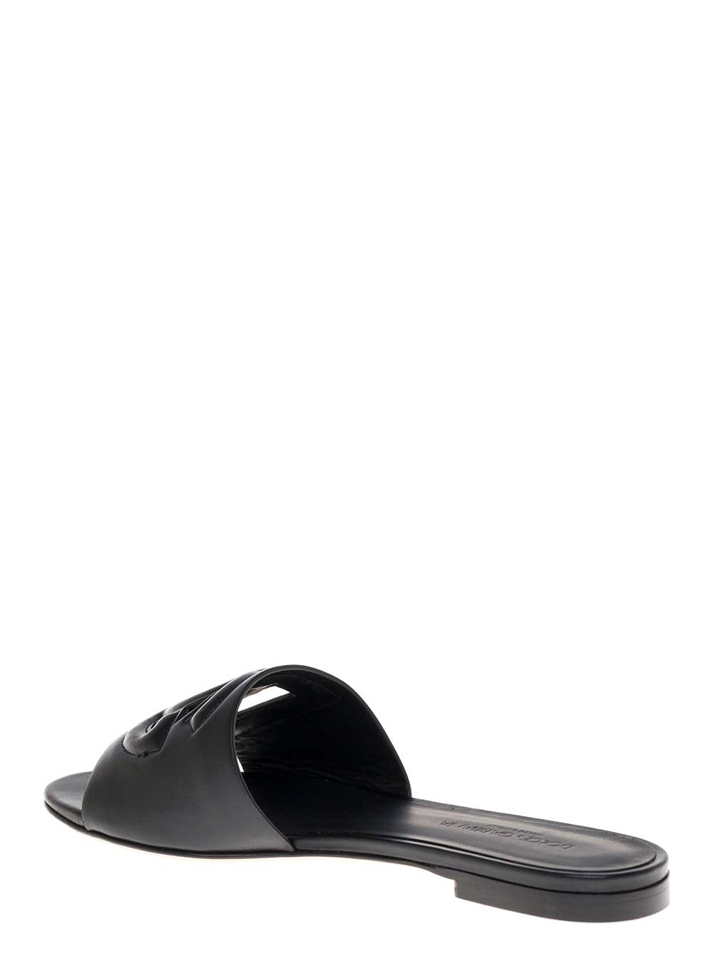 Dolce & Gabbana Women Black Leather Mules With Logo