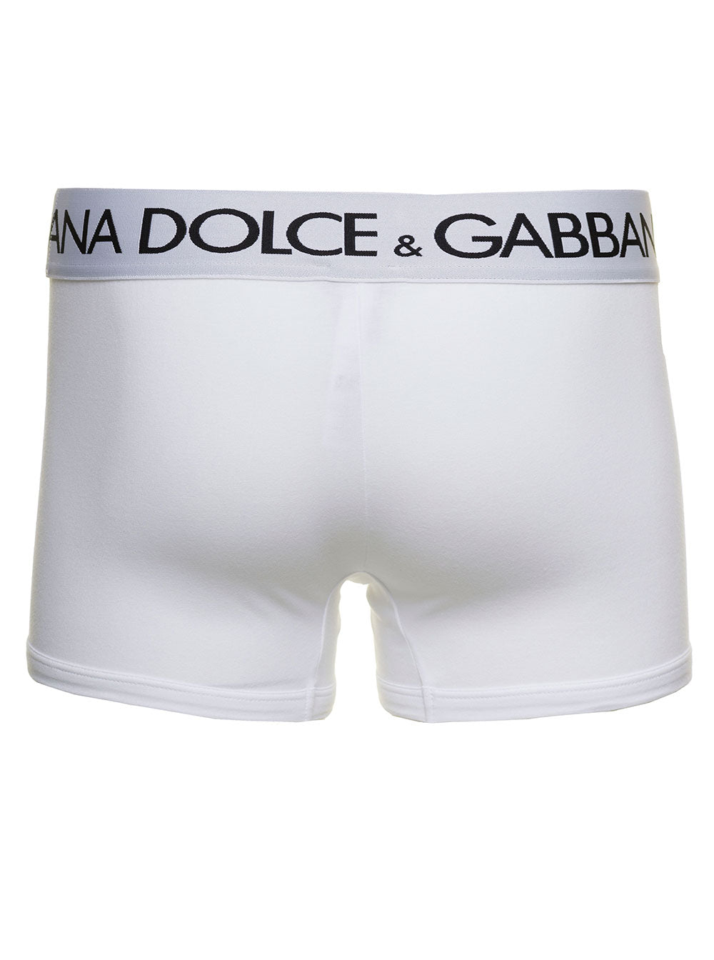 Dolce & Gabbana Men White Boxer Briefs With Branded Waistband In Stretch Cotton Man