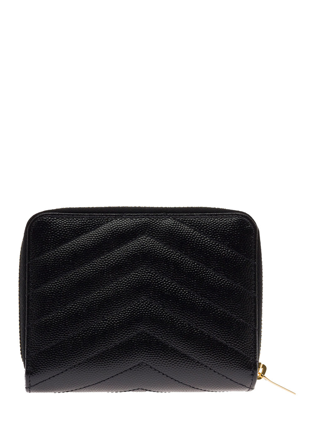 Saint Laurent Women Saint Laurent Woman's Black Grain De Poudre Leather Wallet