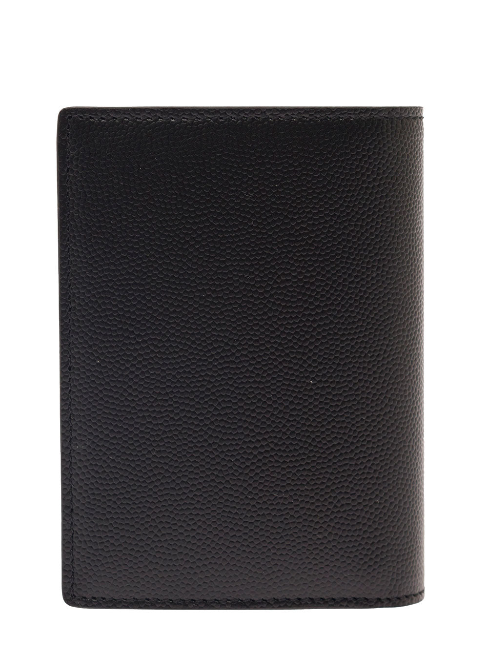 Saint Laurent Men Black Card-Holder With Embossed Logo In Grain De Poudre Leather Man