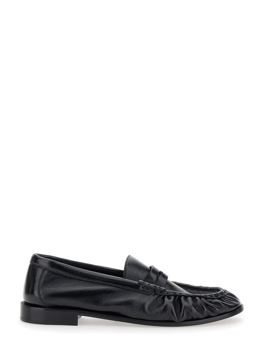 Saint Laurent Men Black Loafers With Cassandre In Leather Man