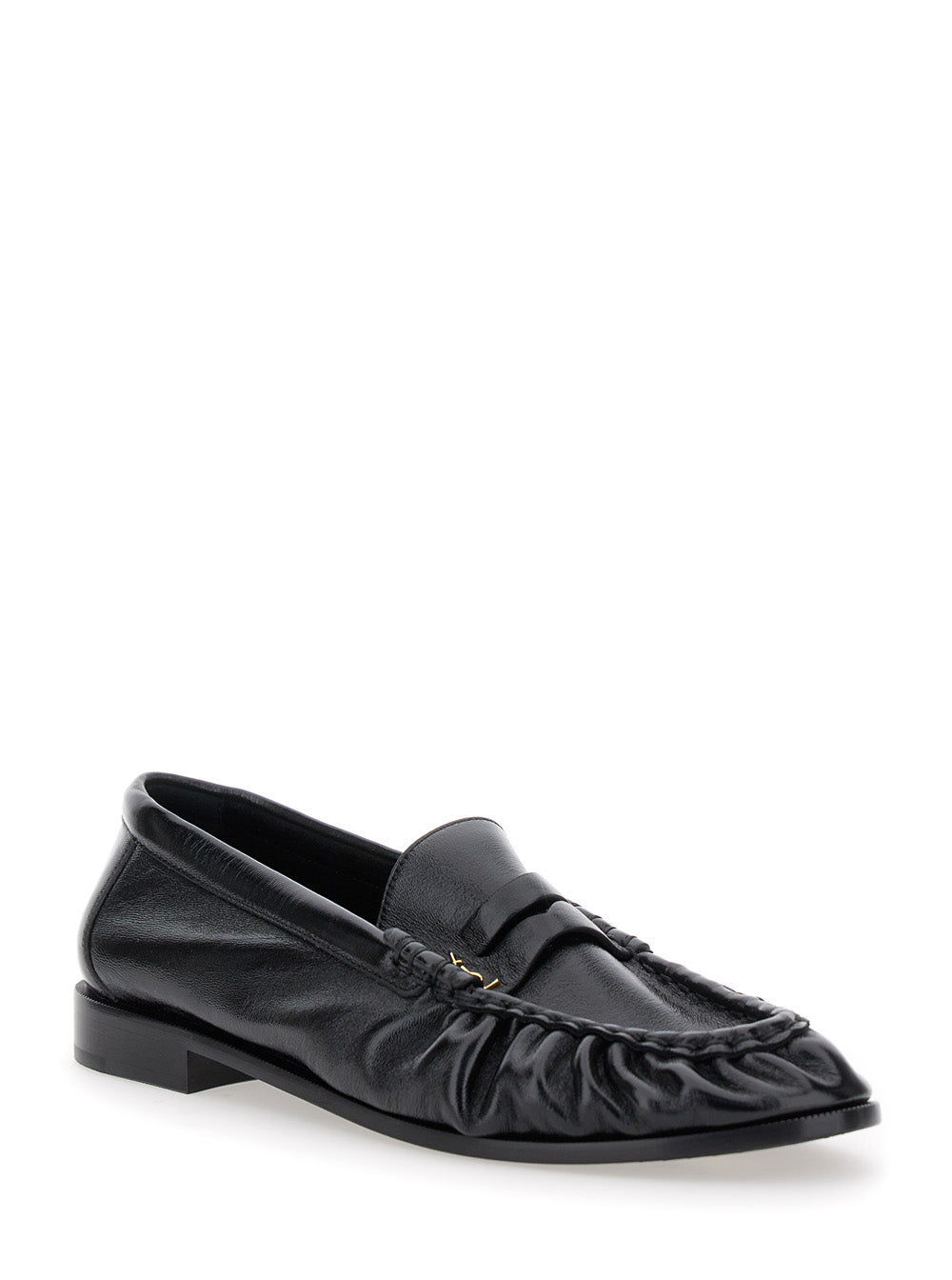 Saint Laurent Men Black Loafers With Cassandre In Leather Man