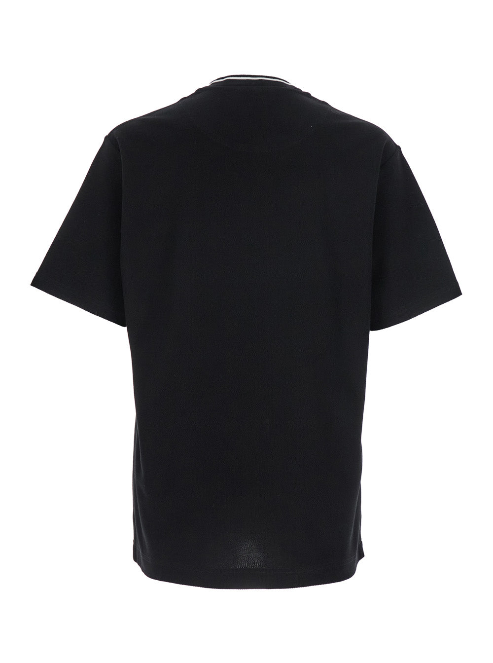 Dolce & Gabbana Men Black Crewneck T-Shirt With Logo Embroidery On The Front In Cotton Man