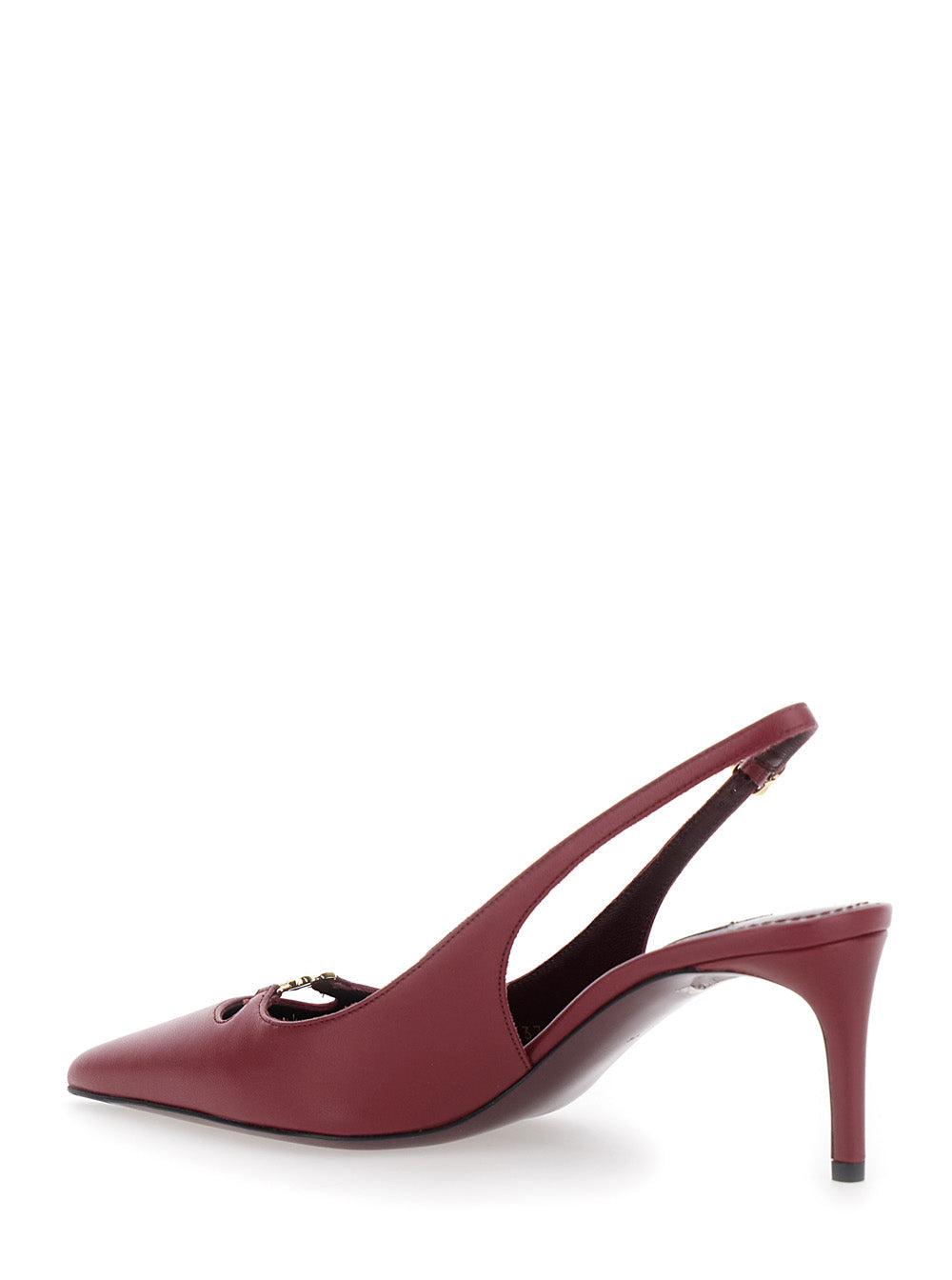 Dolce & Gabbana Women Bordeaux Slingback Pumps With Medium Stiletto Heel And Logo Plaque On The Front In Patent Leather Woman