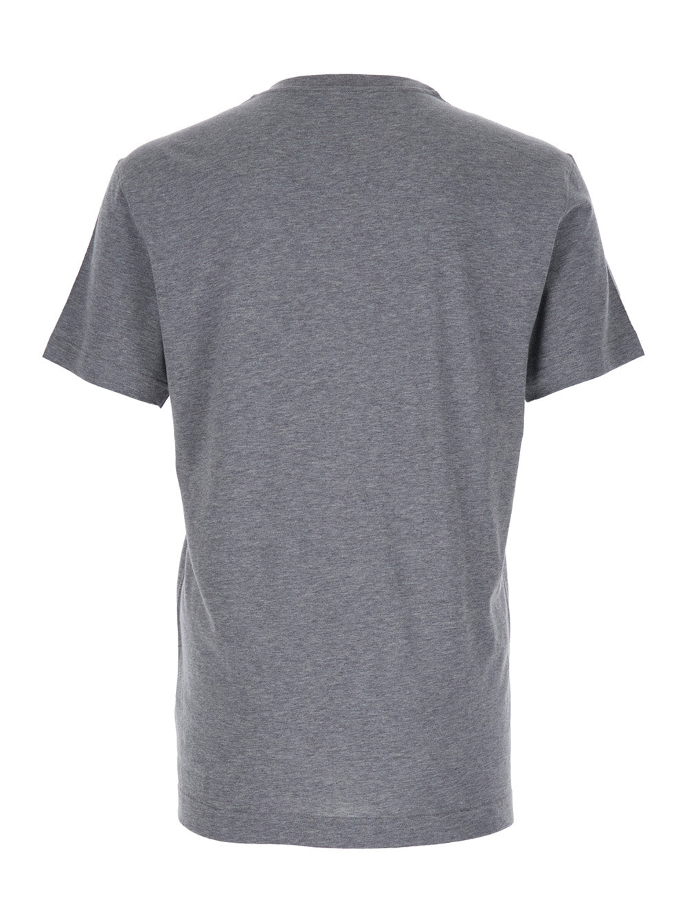 Dolce & Gabbana Men Grey Crewneck T-Shirt With Logo Lettering Print On The Front In Cotton Man