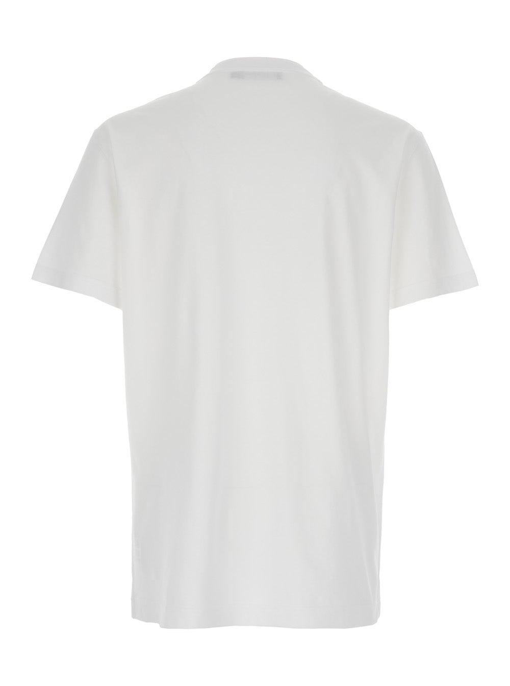 Dolce & Gabbana Men White Crewneck T-Shirt With Logo Lettering Print On The Front In Cotton Man