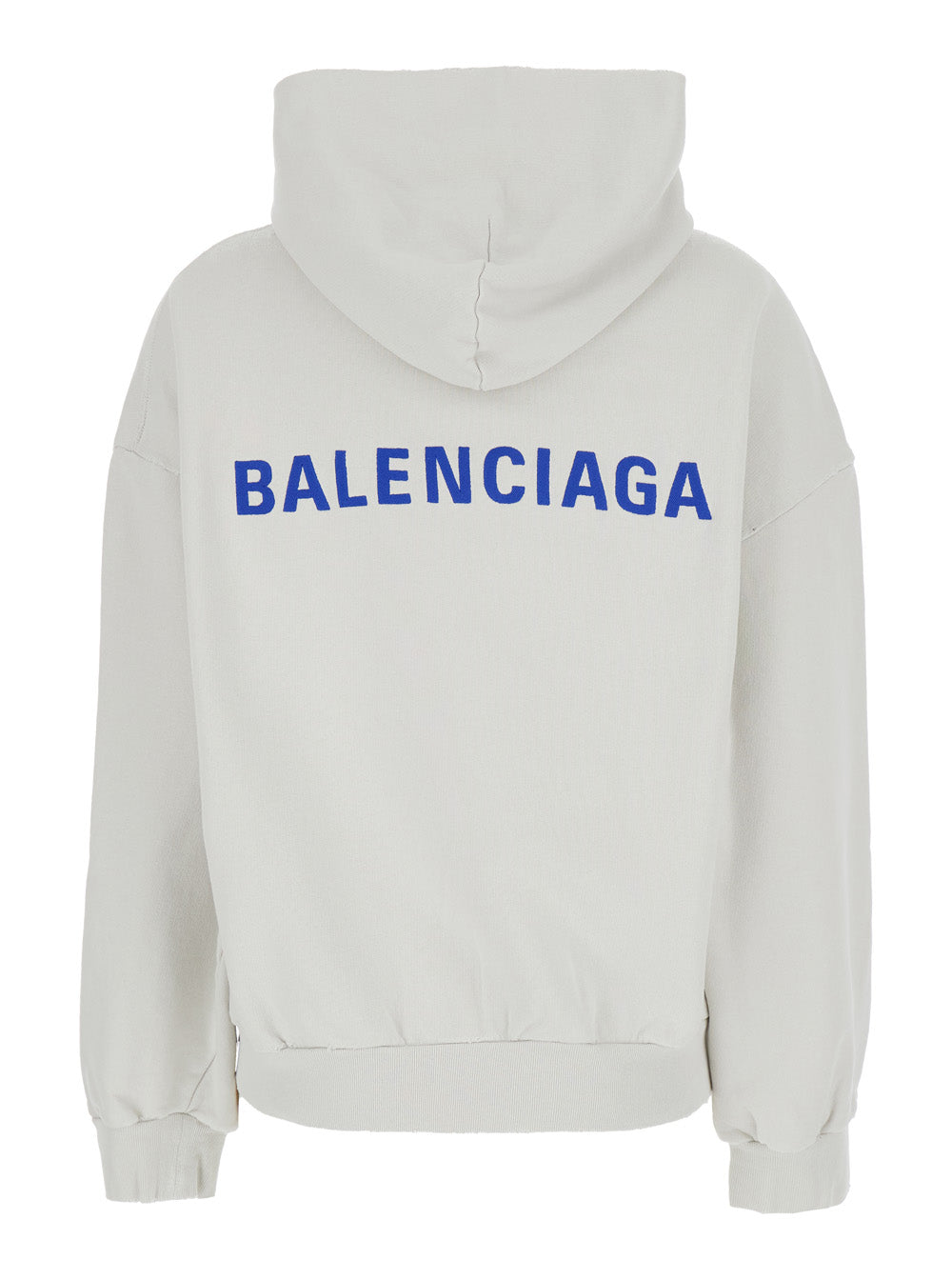 Balenciaga Women White Sweatshirt With Fixed Hood And Logo Lettering On Front And Rear In Cotton Woman