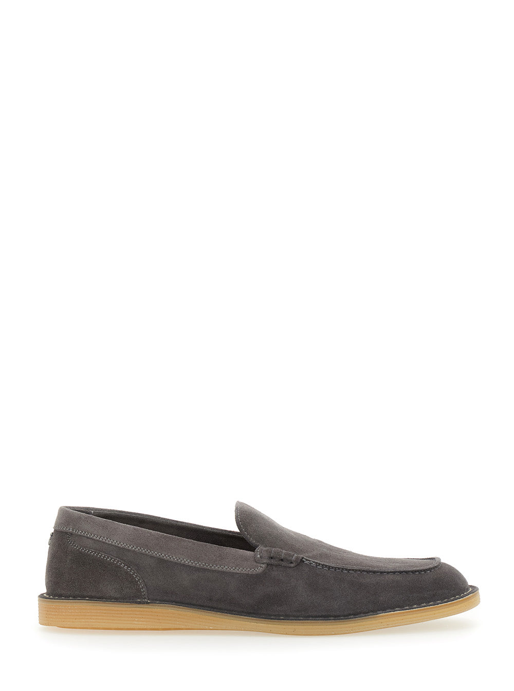 Dolce & Gabbana Men 'New Florio Ideal' Grey Loafers With Dg Detail In Suede Man