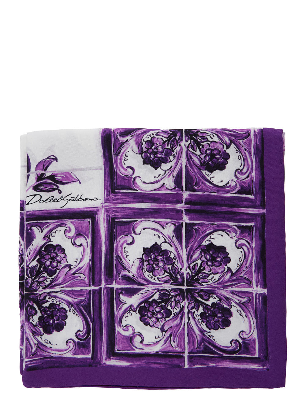 Dolce & Gabbana Women Violet Square Scarf With All-Over Print In Silk Woman