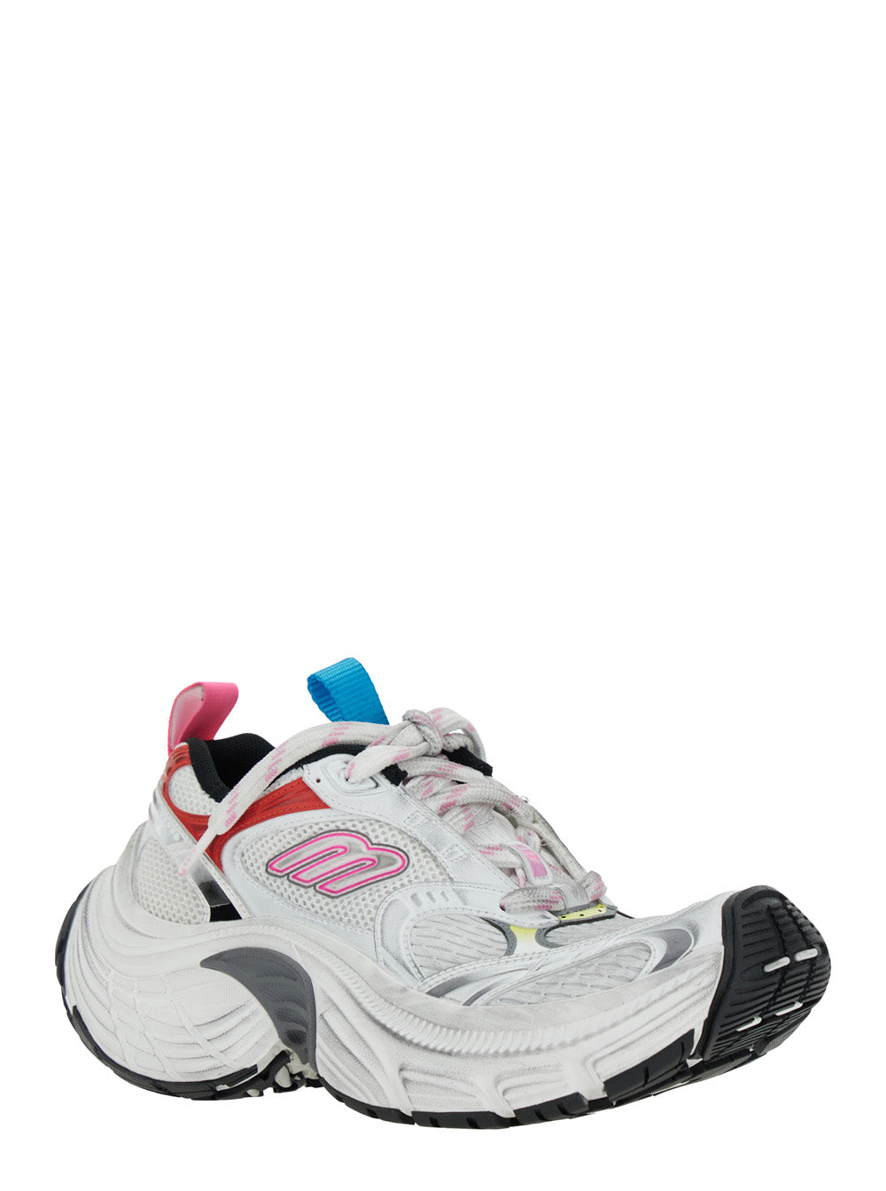 Balenciaga Women '6Xl' White Low Top Sneakers With Mesh Panels And Logo Detail On The Side In Tech Fabric Woman