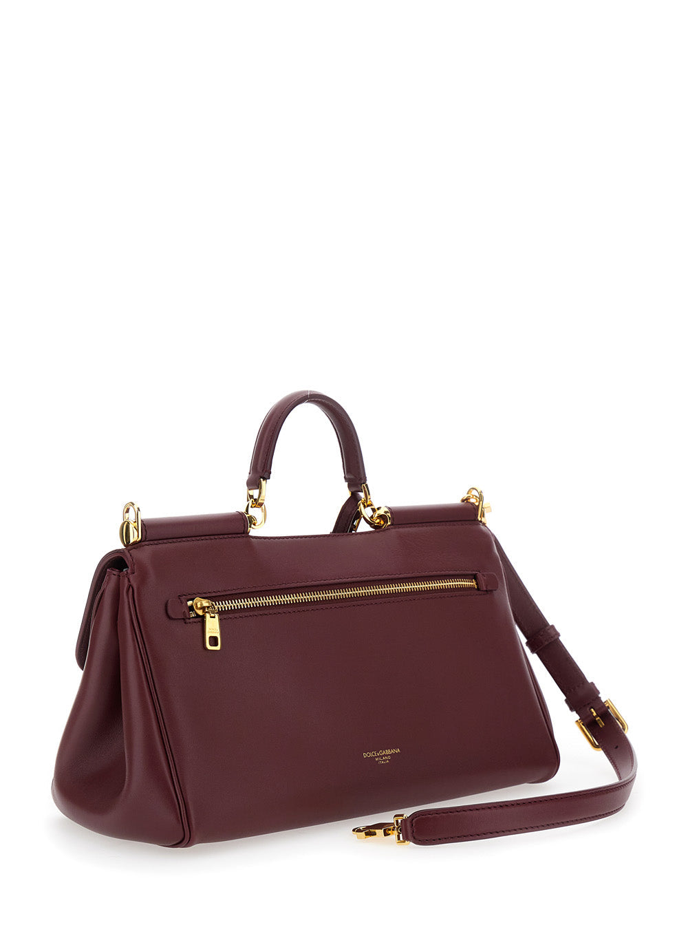 Dolce & Gabbana Women Bordeaux Handbag With Key And Padlock Detail And Adjustable And Removable Shoulder Strap In Leather Woman