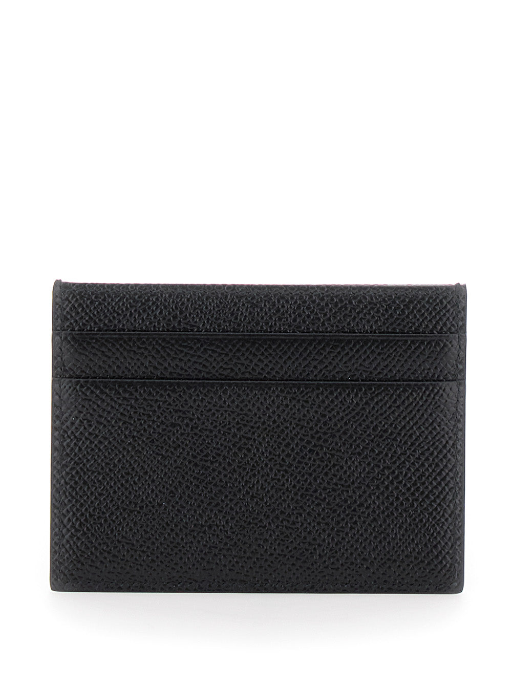 Dolce & Gabbana Men Black Card Holder With Logo Plaque On The Front In Grained Leather Man