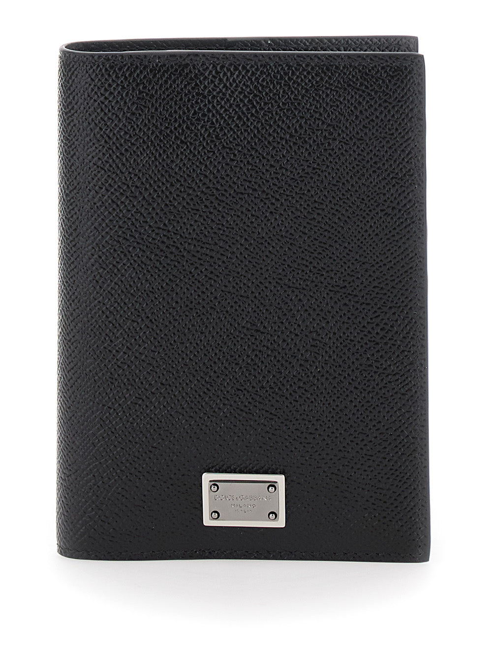 Dolce & Gabbana Men Black Card Holder With Logo Plaque On The Front In Grained Leather Man