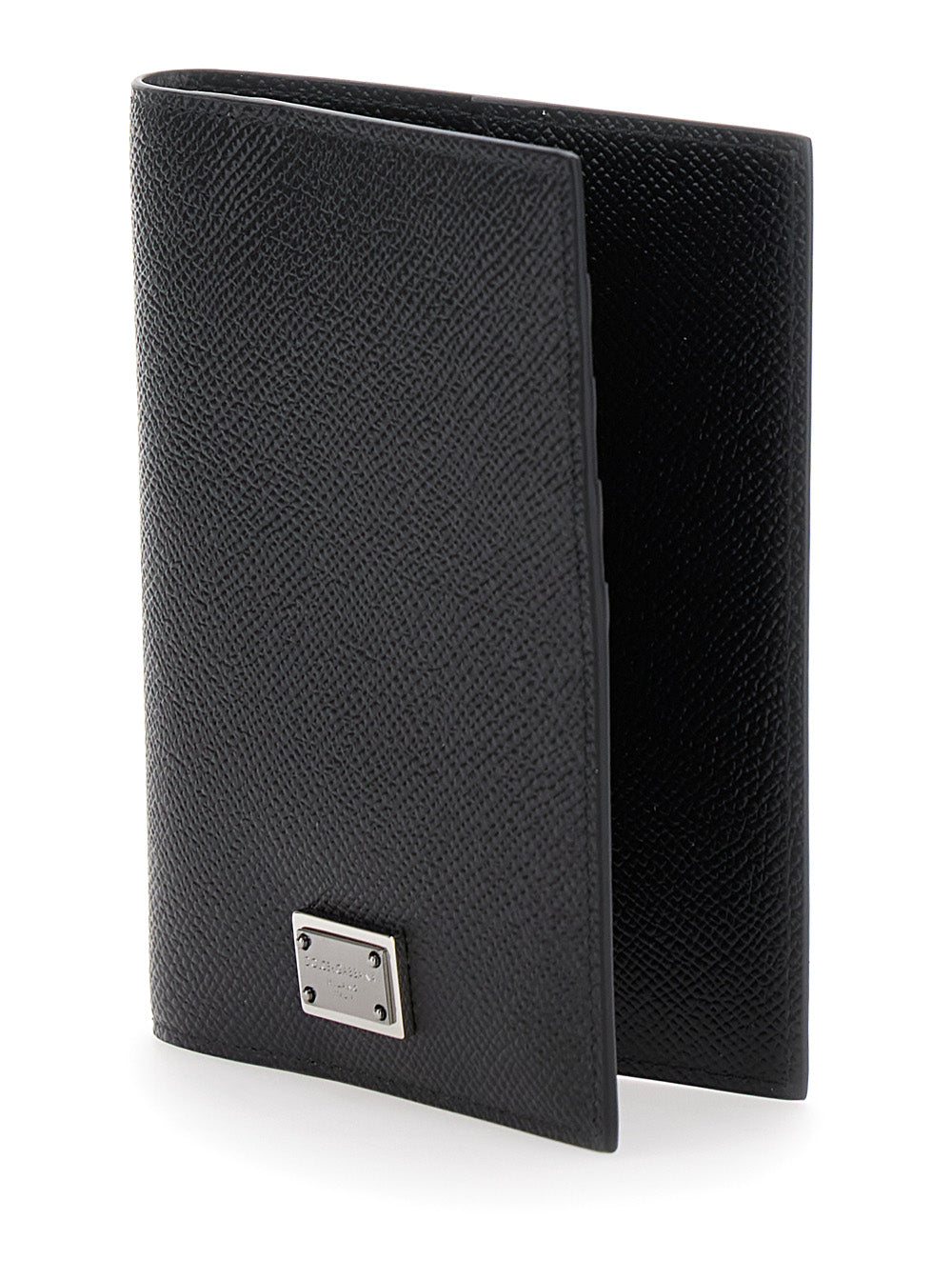Dolce & Gabbana Men Black Card Holder With Logo Plaque On The Front In Grained Leather Man