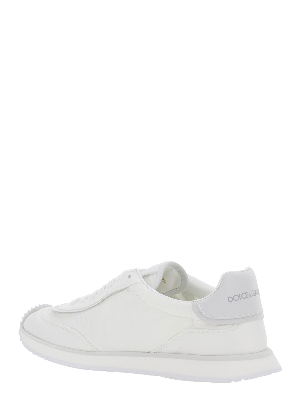 Dolce & Gabbana Men White Low Top Sneakers With Maxi Logo On The Side And Logo Patch On The Tongue In Tech Fabric Man