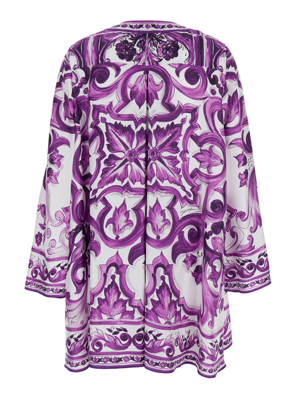 Dolce & Gabbana Women Violet Dress With Round Neck And All-Over Floral Motif In Silk Woman