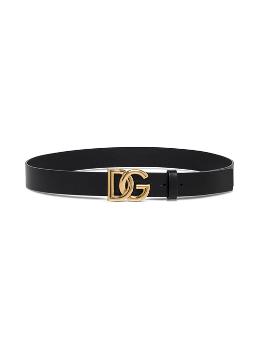 Dolce & Gabbana Men Dolce & Gabbana Man's Black Leather Belt With Dg  Buckle