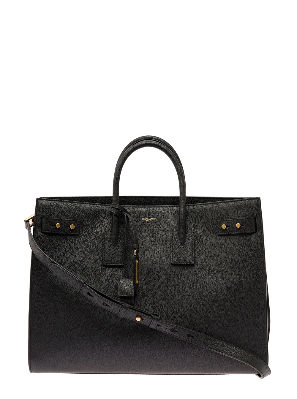 Saint Laurent Men Black Sac De Jour Thin Large Bag  In Grained Leather Saint Laurent Man
