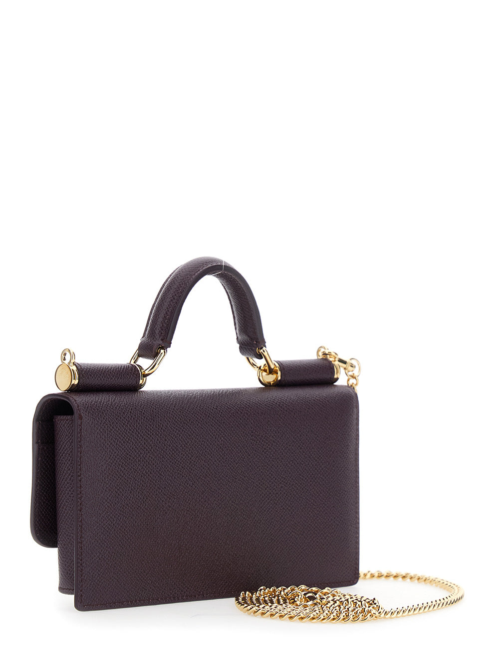 Dolce & Gabbana Women Violet Handbag With Logo Plaque In Grained Leather Woman