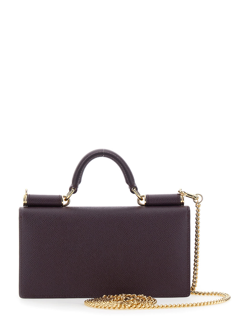 Dolce & Gabbana Women Violet Handbag With Logo Plaque In Grained Leather Woman