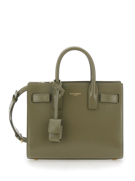 Saint Laurent Women 'Sac Du Jour' Green Nano Handbag With Logo Lettering On The Front In Leather Woman