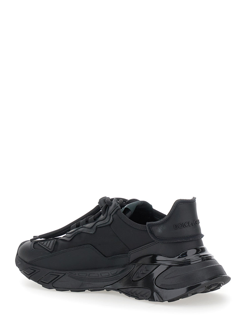 Dolce & Gabbana Men Black Low Top Sneakers With Logo Lettering On The Tongue And Logo Patch On The Side In Tech Fabric Man