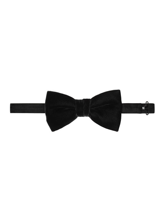 Saint Laurent Men Black Bowtie With Adjustable Clolsure In Velvet Man